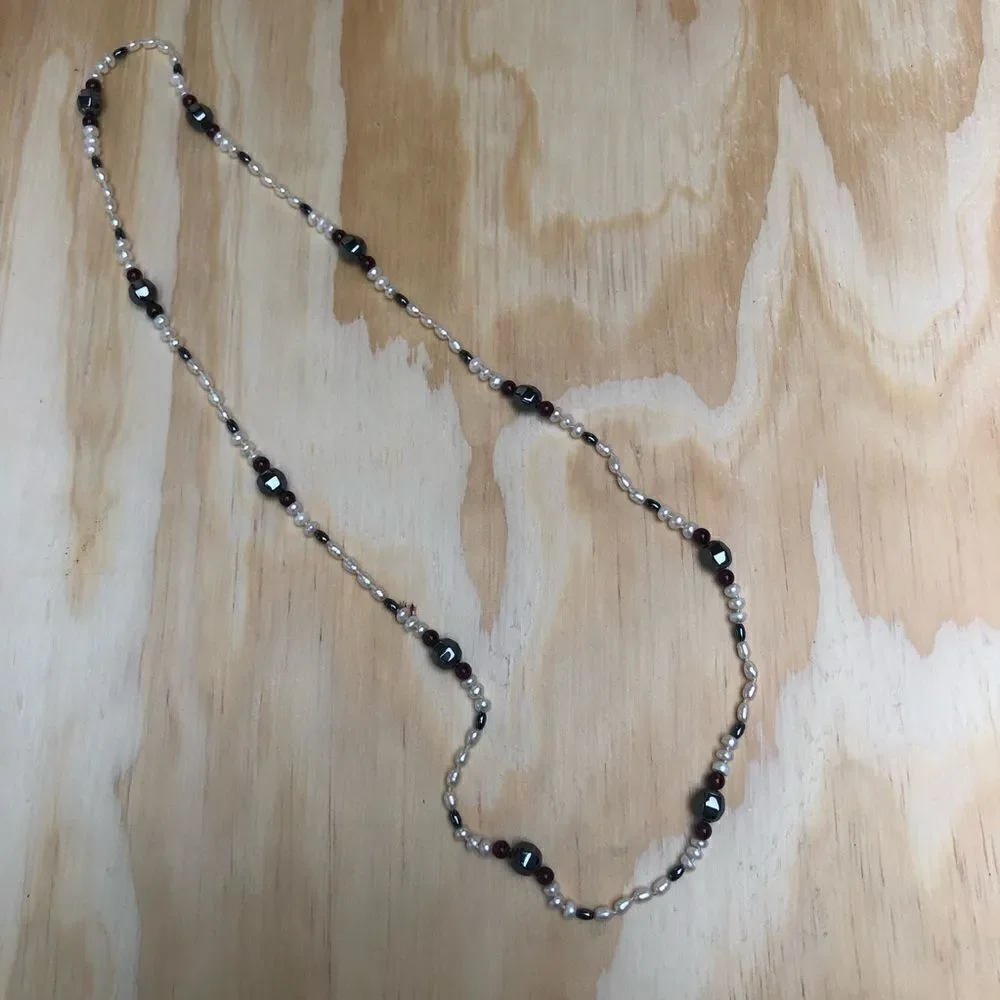 Black Onyx And Freshwater Pearl Necklace